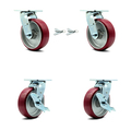 Service Caster 6 Inch Poly on Aluminum Caster Set with Ball Bearings 2 Swivel Lock 2 Brake SCC SCC-30CS620-PAB-BSL-2-TLB-2